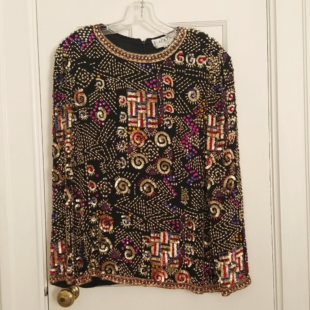 Vintage - Oleg Cassini Black Tie very fancy top.